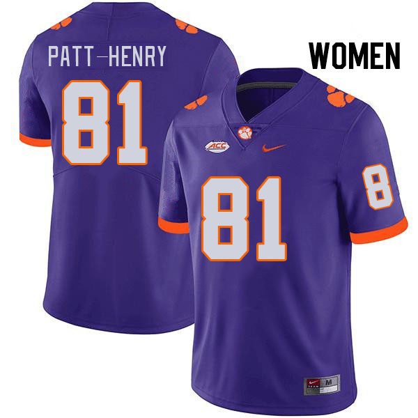 Women #81 Olsen Patt-Henry Clemson Tigers College Football Jerseys Stitched Sale-Purple - Click Image to Close